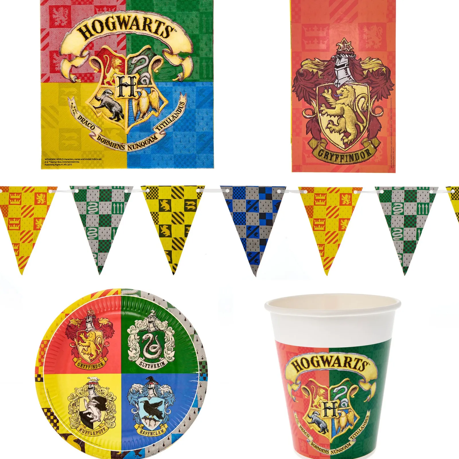 Card Factory Harry Potter Birthday Party Tableware & Decorations Bundle - 16 Guests