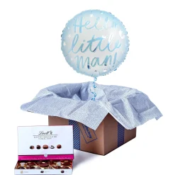 Discount Hello Little Man Balloon & Lindt Chocolates - FREE GIFT CARD! Baby Shower Party|Balloon Bouquets