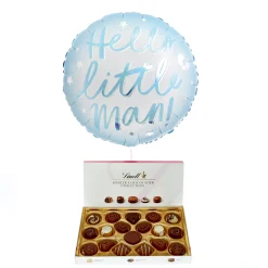 Discount Hello Little Man Balloon & Lindt Chocolates - FREE GIFT CARD! Baby Shower Party|Balloon Bouquets