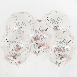 Card Factory Hello Little One Confetti 12-Inch Latex Balloons - Pack of 5
