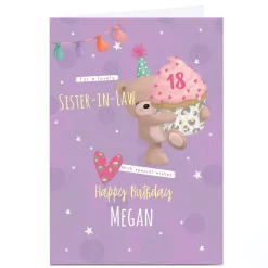 Hot Hugs Bear Personalised Birthday Card - Lovely Cupcake, Editable Age For Sister|18Th Birthday