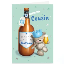 New Hugs Bear Personalised Birthday Card - Bear & Beer, Editable Age & Recipient Editable Age|Special Age