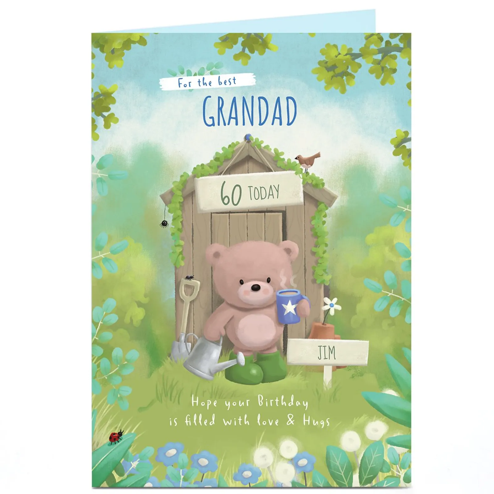 Outlet Hugs Bear Personalised Birthday Card - For The Best Grandad, Editable Age For Son|For Grandad
