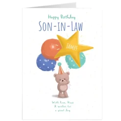 Hot Hugs Bear Personalised Birthday Card - Son-in-Law, Wishes For A Great Day Birthday|For Him