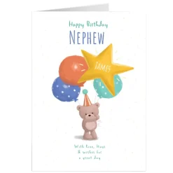 Best Hugs Bear Personalised Birthday Card - Nephew, Wishes For A Great Day For Nephew|Birthday