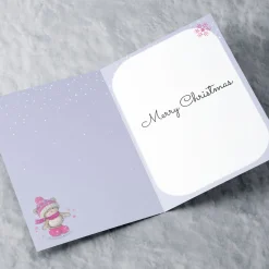 Card Factory Hugs Photo Christmas Card - Pink Ice Skating