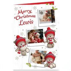 Card Factory Hugs Photo Christmas Card - Bears In Hats & Scarves