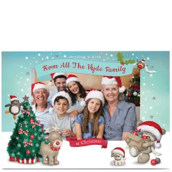 Online Hugs Photo Christmas Card - Bear, Dog And Reindeer Thank You|Christmas