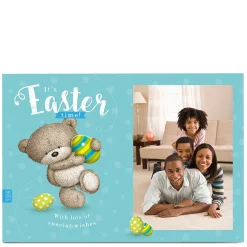 Hot Hugs Photo Upload Easter Card - Blue & Green Spots & Stripes Photo