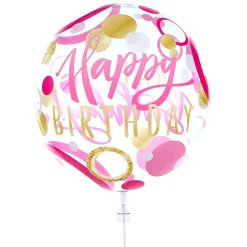 Best 22-Inch Bubble Balloon - Happy Birthday, Pink & Gold Spots - DELIVERED INFLATED! Kids Balloons For Kids|Balloons For Her