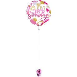 Best 22-Inch Bubble Balloon - Happy Birthday, Pink & Gold Spots - DELIVERED INFLATED! Kids Balloons For Kids|Balloons For Her