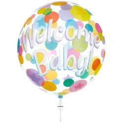Kids Card Factory 22-Inch Bubble Balloon - Welcome Baby - DELIVERED INFLATED!