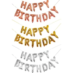 Sale 16-Inch Metallic 'Happy Birthday' Foil Balloon Garland (3 Colour Options) Banners & Bunting|Birthday Party