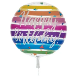 Kids Card Factory 22-Inch Rainbow Stripes Happy Birthday Bubble Balloon - DELIVERED INFLATED!