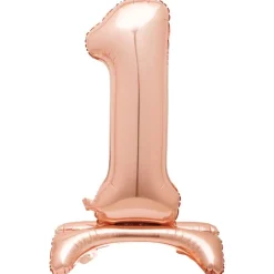 30-Inch Rose Gold Air-Fill Standing Number 1 Table Balloon 100Th Birthday|21St Birthday