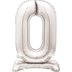 Kids Card Factory 30-Inch Silver Air-Fill Standing Number 0 Table Balloon