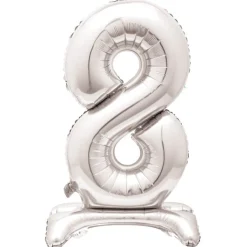 Discount 30-Inch Silver Air-Fill Standing Number 8 Table Balloon Kids 80Th Birthday|18Th Birthday