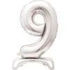 Best 30-Inch Silver Air-Fill Standing Number 9 Table Balloon Kids 90Th Birthday|Anniversary Party