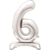 New 30-Inch Silver Air-Fill Standing Number 6 Table Balloon Kids 60Th Birthday|16Th Birthday