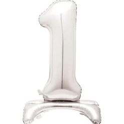 Kids Card Factory 30-Inch Silver Air-Fill Standing Number 1 Table Balloon