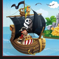 Card Factory Island Pirates Party Tableware & Decorations Bundle - 16 Guests