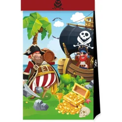 Card Factory Island Pirates Party Tableware & Decorations Bundle - 16 Guests