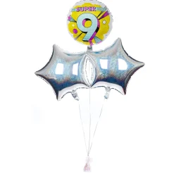 Kids Card Factory It's Super Being 9 Birthday Balloon Bouquet - DELIVERED INFLATED!