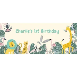 Online Jungle Animals Personalised Party Banner Personalised Party|Banners & Bunting