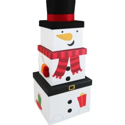 Large Stackable Plush Snowman Christmas Gift Boxes - Set of 3 Kids Gift Wrap For Kids|Gift Wrap For Him