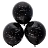 Kids Card Factory Latex Black & Silver Happy Birthday Balloons - Pack of 6