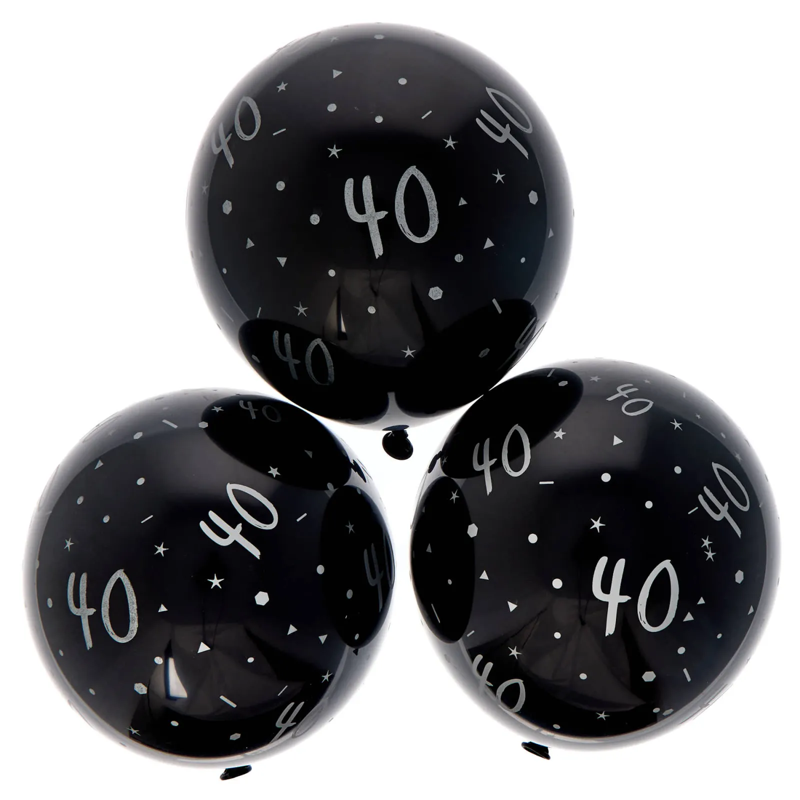 Outlet Latex Black & Silver 40th Birthday Balloons - Pack of 6 40Th Birthday|Birthday Party