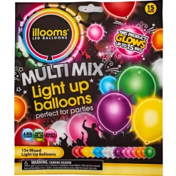 Latex Illooms Assorted Colours Light-Up Balloons - Pack of 15 Kids Balloons For Kids|Balloons For Him