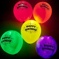 Clearance Latex Illooms Happy Birthday Light-Up Balloons - Pack of 5 Kids Birthday Party|Balloons For Kids
