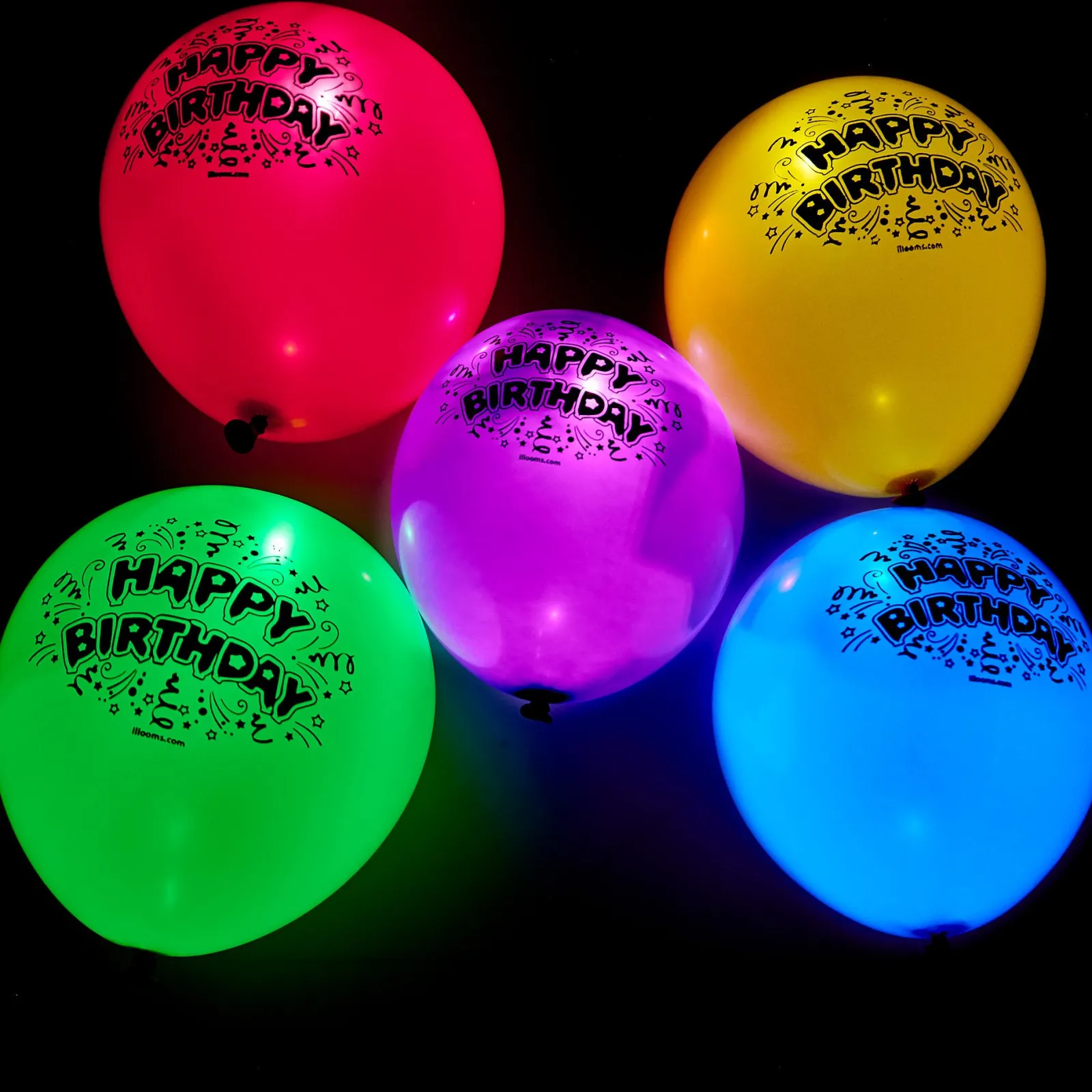 Kids Card Factory Latex Illooms Happy Birthday Light-Up Balloons - Pack of 15