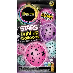 Kids Card Factory Latex Illooms Starry Light-Up Balloons - Pack of 5