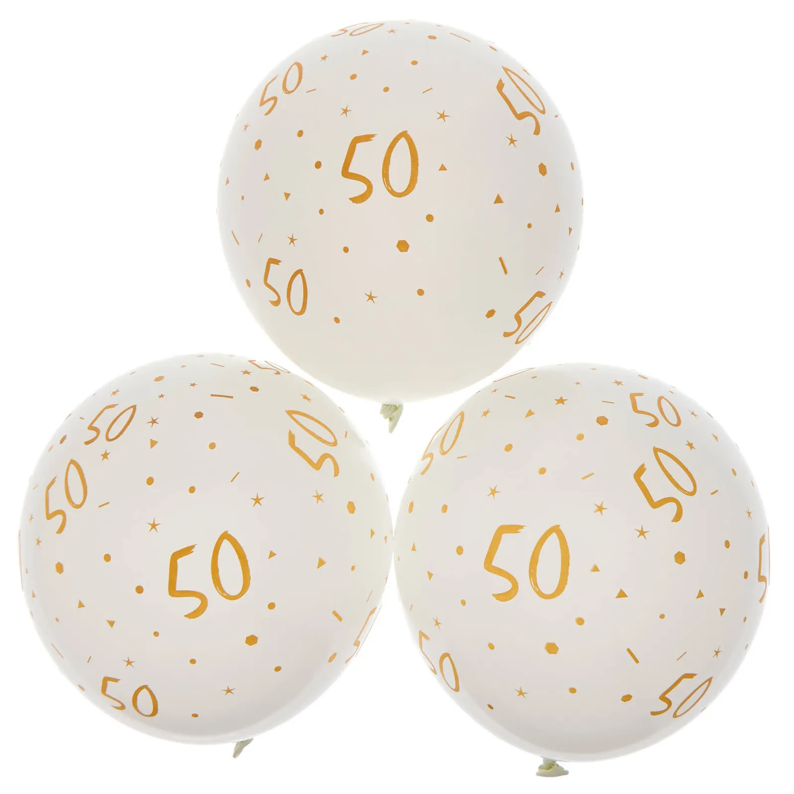 Sale Latex White & Gold 50th Birthday Balloons - Pack of 6 50Th Birthday|Birthday Party