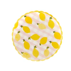 Card Factory Lemon & Gingham Paper Plates - Pack of 8