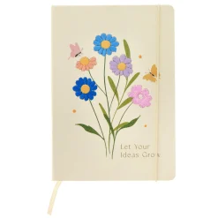 Card Factory Let Your Ideas Grow Embroidered A5 Floral Notebook