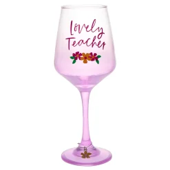 Card Factory Lovely Teacher Floral Wine Glass