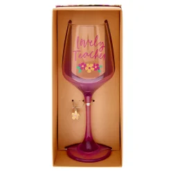 Card Factory Lovely Teacher Floral Wine Glass