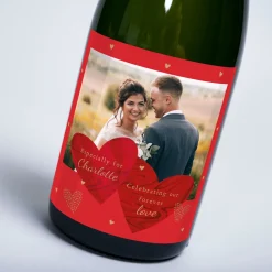 Best Luxury Personalised Champagne - Photo Red Love Hearts Photo Gifts|Anniversary Gifts