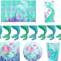 Clearance Mermaid Party Tableware & Decoration Bundle - 16 Guests Tableware|Birthday Party