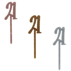 Card Factory Metallic 21 Glitter Acrylic Cake Topper (3 Colour Options)