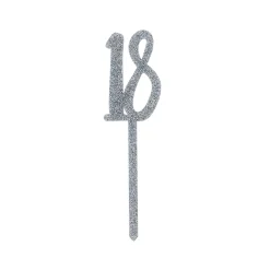 Hot Metallic 18 Glitter Acrylic Cake Topper (3 Colour Options) 18Th Birthday|Cake Candles