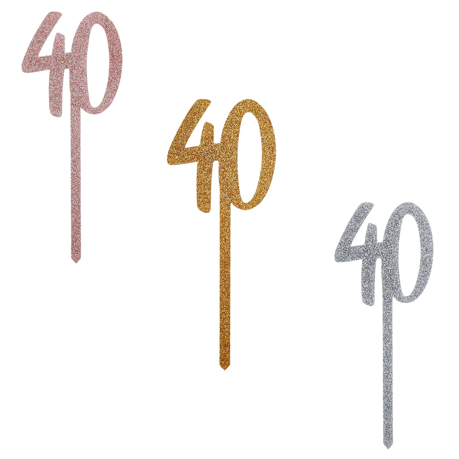Card Factory Metallic 40 Glitter Acrylic Cake Topper (3 Colour Options)