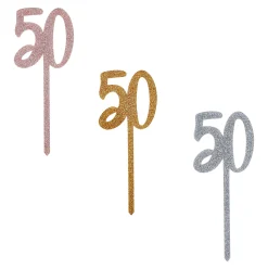 Card Factory Metallic 50 Glitter Acrylic Cake Topper (3 Colour Options)