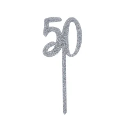 Card Factory Metallic 50 Glitter Acrylic Cake Topper (3 Colour Options)