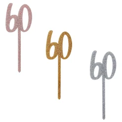 Discount Metallic 60 Glitter Acrylic Cake Topper (3 Colour Options) 60Th Birthday|Cake Candles