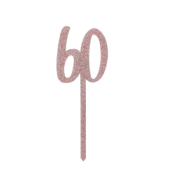 Discount Metallic 60 Glitter Acrylic Cake Topper (3 Colour Options) 60Th Birthday|Cake Candles