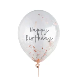 Discount Metallic Happy Birthday Confetti 12-Inch Latex Balloons - Pack of 5 (3 Colour Options) Kids Birthday Party|Balloons For Kids